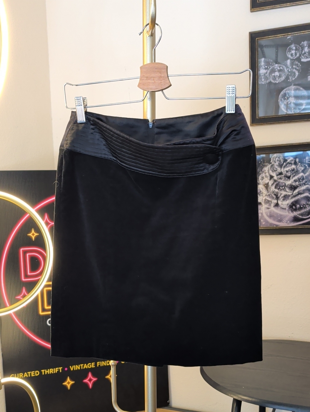 Behnaz Sarafpour Black Velvet Pencil Skirt